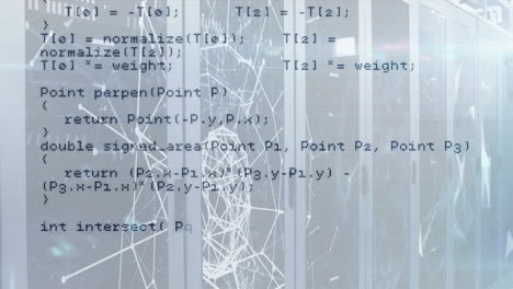 animating geometric shapes and computer code over abstract background