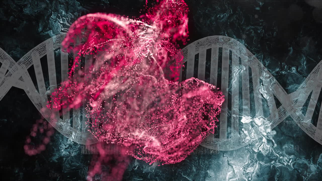 dna 스트랜드와 은 입자, 과학 데이터 처리 애니메이션