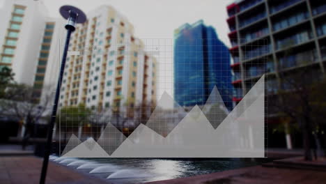 animación del procesamiento de datos digitales sobre el paisaje urbano