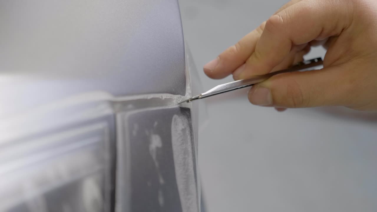 자동차 랩핑 호일에서 헤드라이트 절개를 잘라내는 칼날