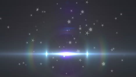 animation of glowing blue light moving over stars in background