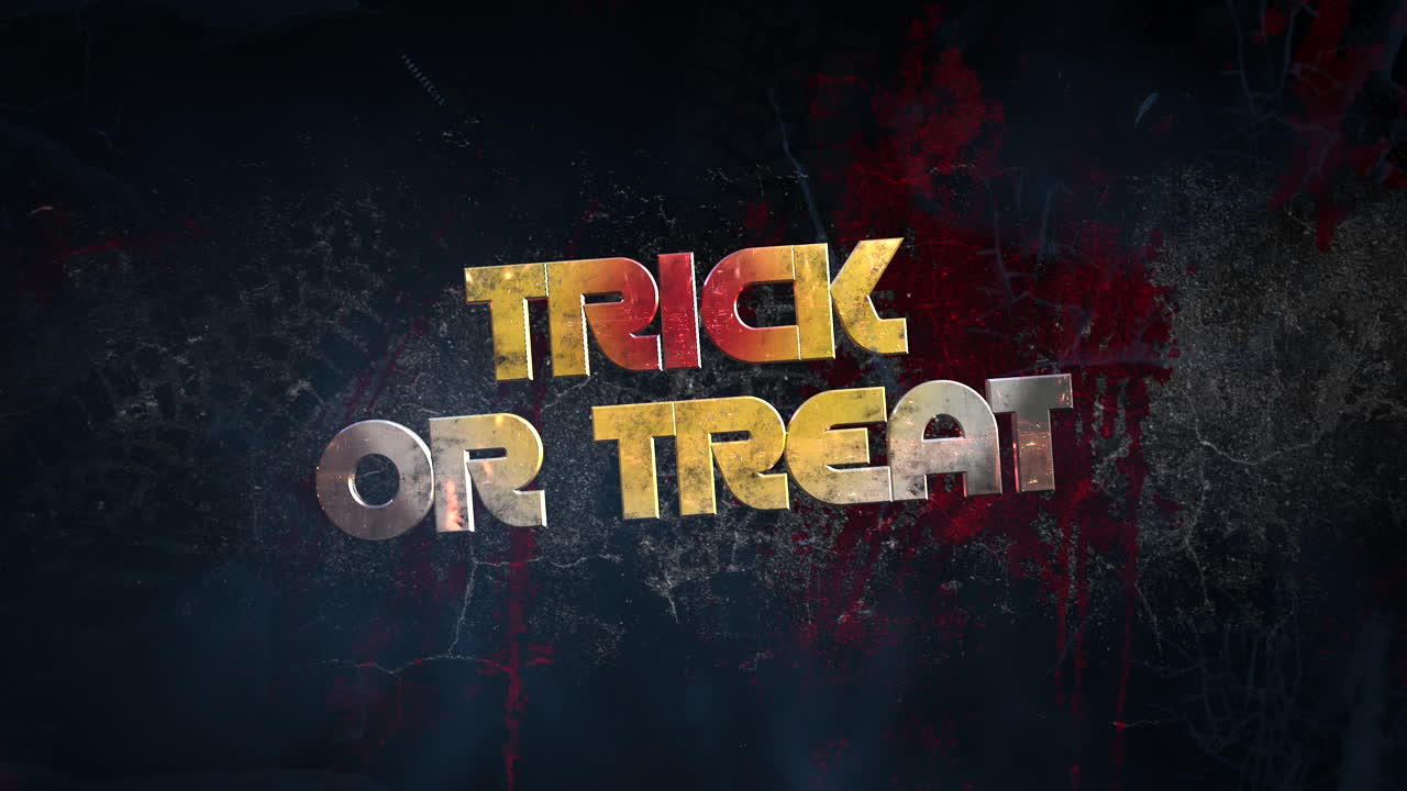 truco o trato en la pared oscura del grunge con sangre