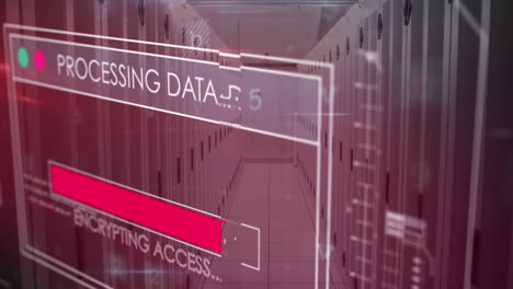 animación del procesamiento de datos en la sala de servidores