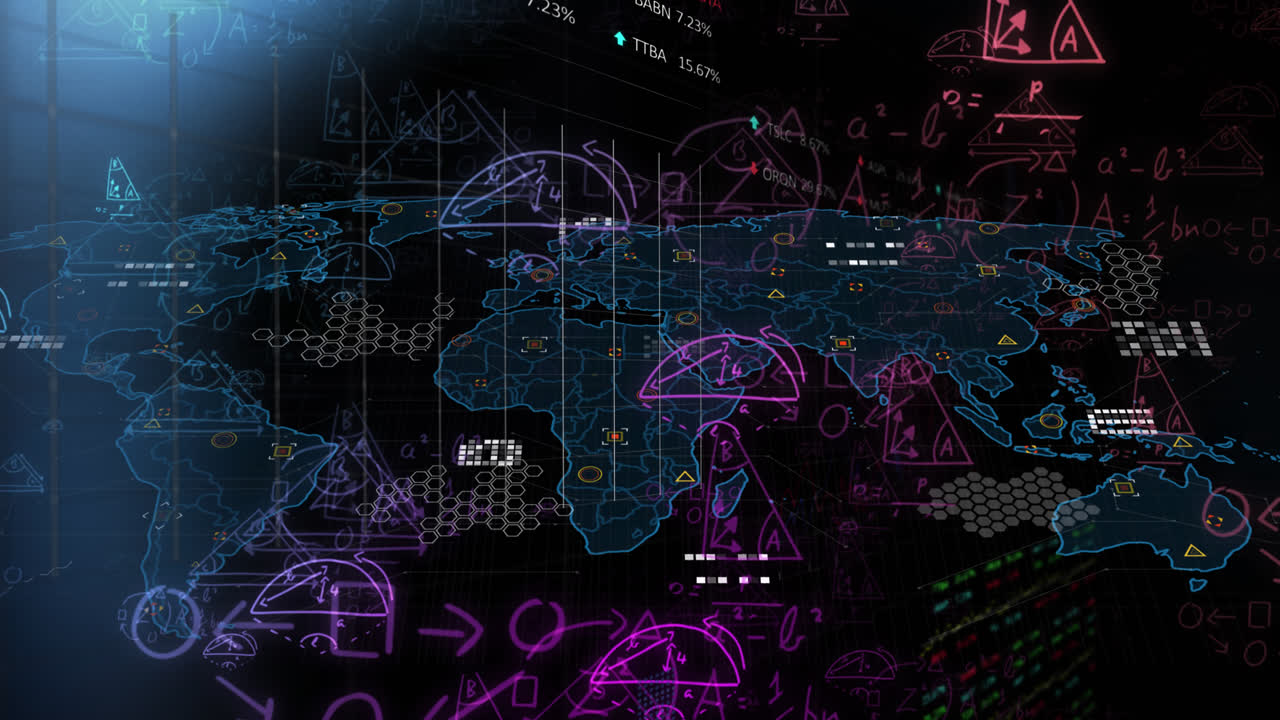 Animation of data processing over world map