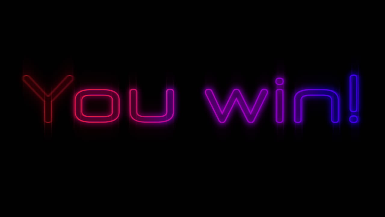 Beliren pembe ve mor "Kazandın" neon tabela 4k