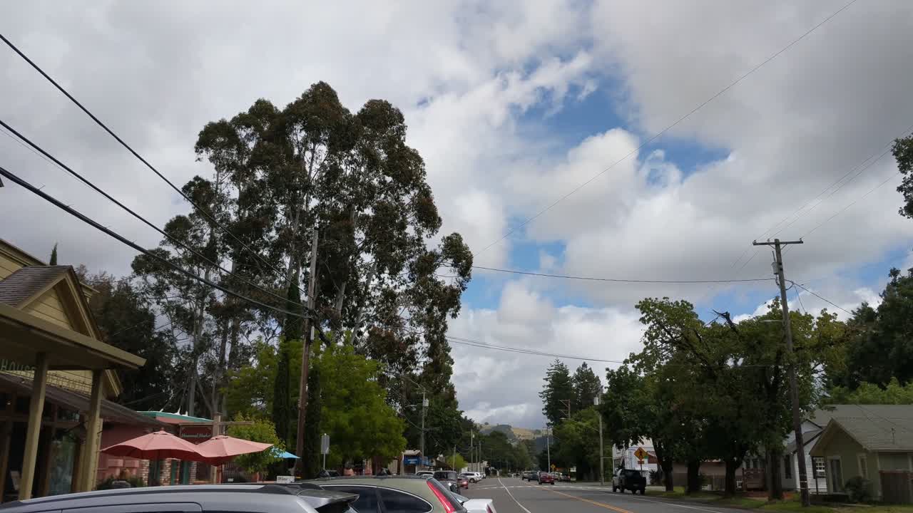 Small town country road camera pan in 4k