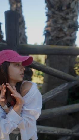 woman posing in a park