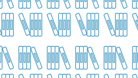 animación de los íconos de los libros azules en fondo blanco.