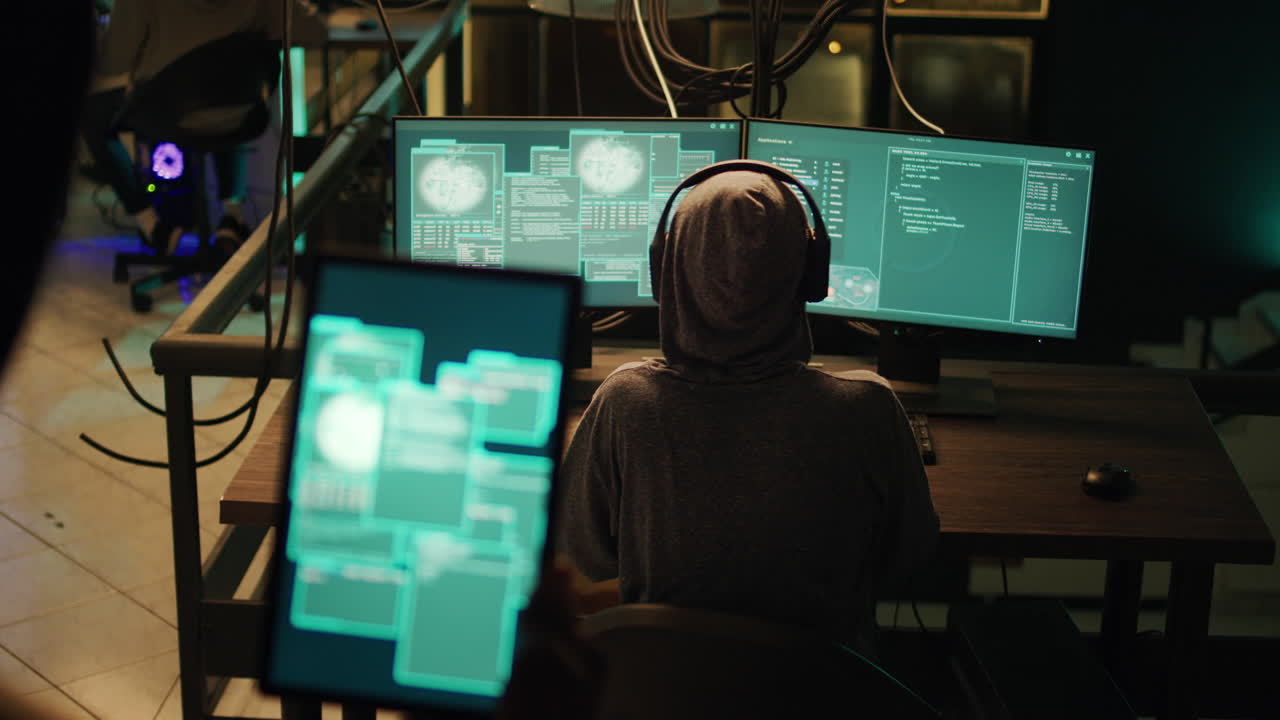 Hackers working on computer code