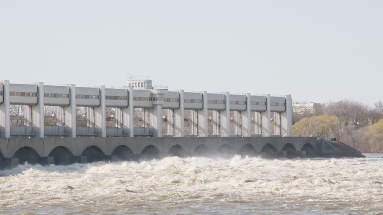 Powerful Water Flow at a Dam