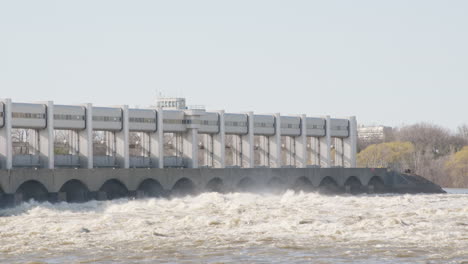 powerful water flow at a dam