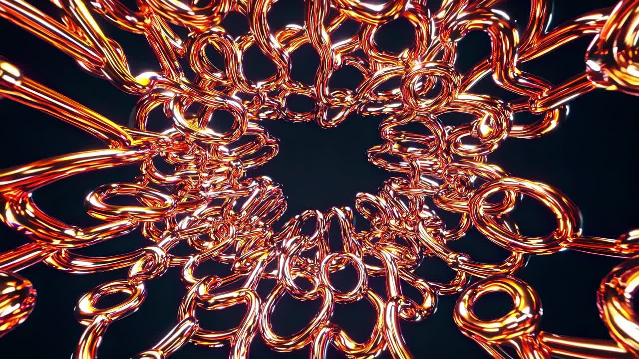 Abstract glowing chain tunnel pattern