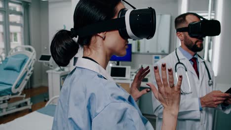 doctors and nurses using vr in a hospital