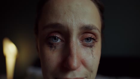 close-up of a woman crying