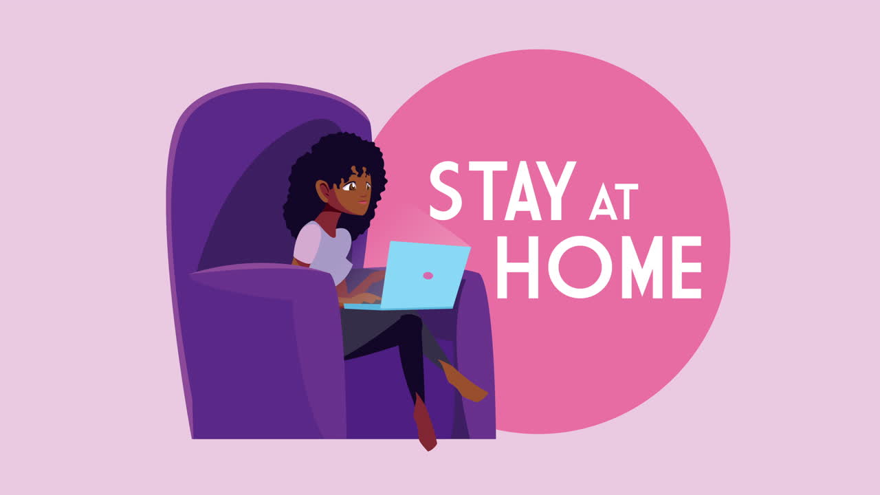 woman in office work at home campaign animation