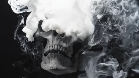 a skull with smoke coming out of it's mouth