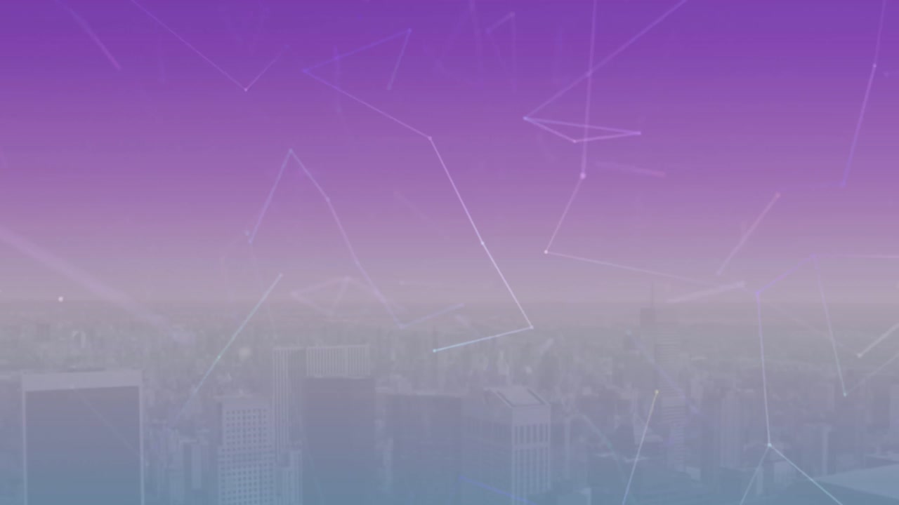 animación de la red de conexiones sobre el paisaje urbano