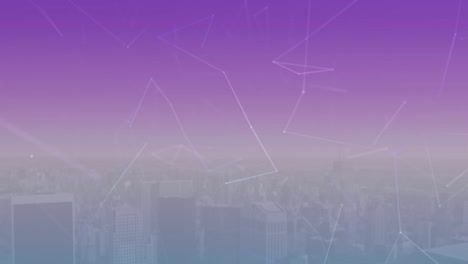 animación de la red de conexiones sobre el paisaje urbano