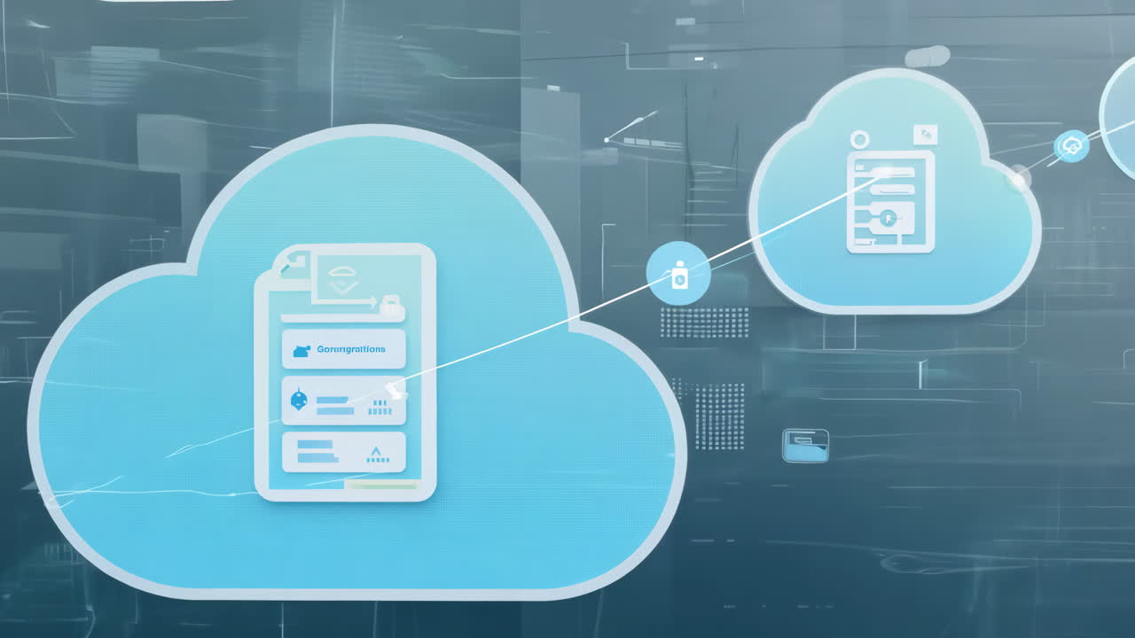 A blue background with a lot of lines and shapes. The lines and shapes are all different sizes and colors