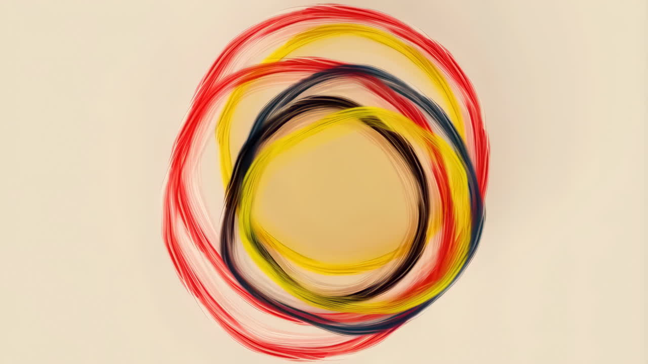 Abstract Overlapping Circles in Red, Yellow, Black, and Blue