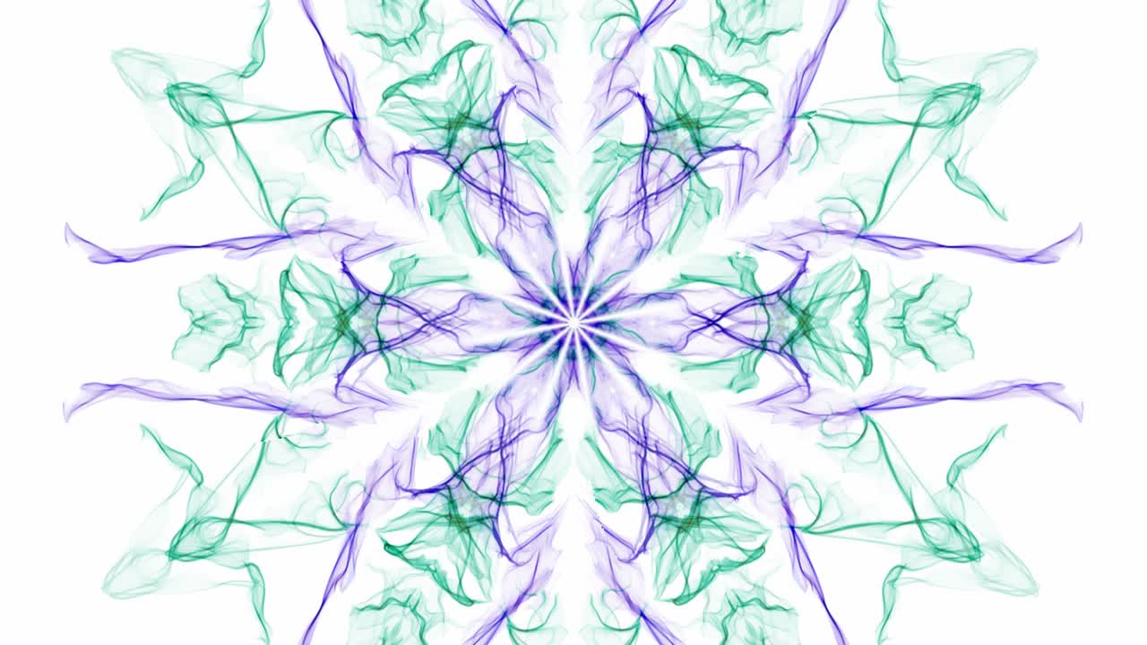 cambio de color hermosos patrones de acuarela, ornamento fractal en fondo blanco, efecto de túnel convergente y divergente