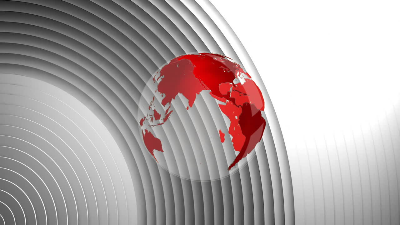 animación de un globo giratorio sobre círculos blancos en movimiento