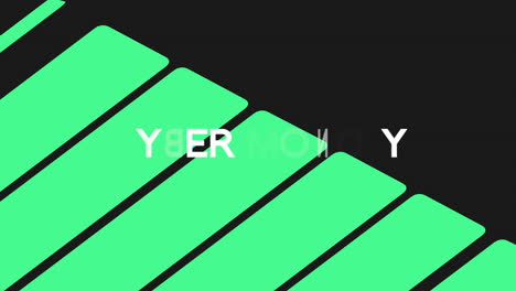 animation intro text cyber monday on black fashion and minimalism background with geometric green stripes