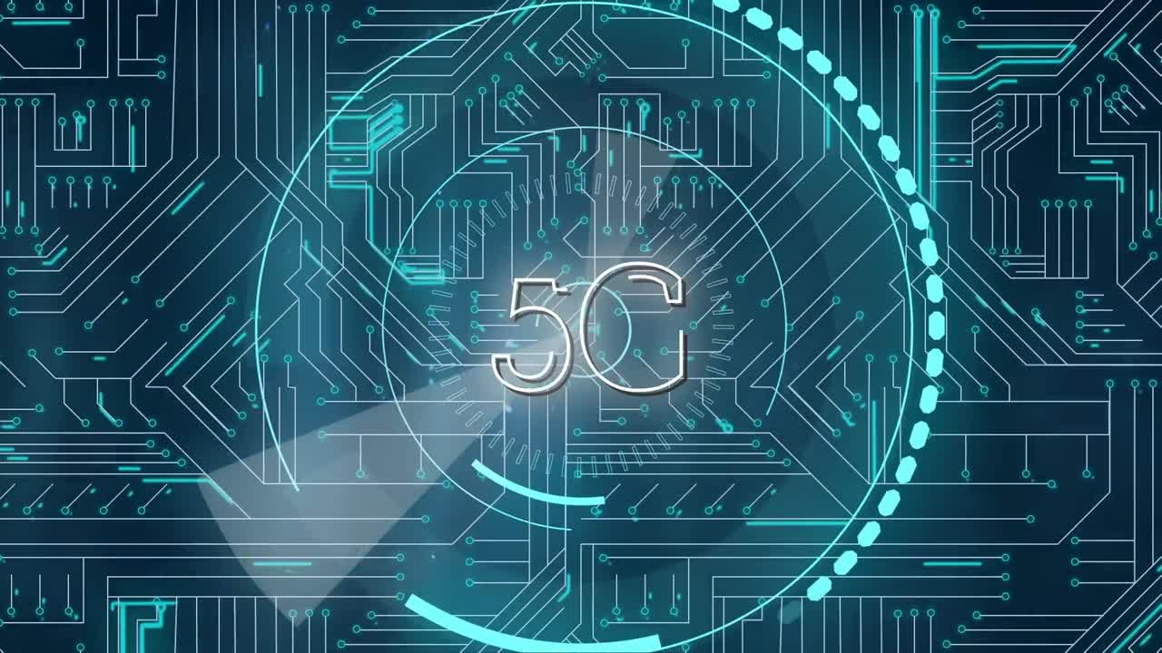 circuito digitale e 5g scritto nel mezzo di un cerchio futuristico