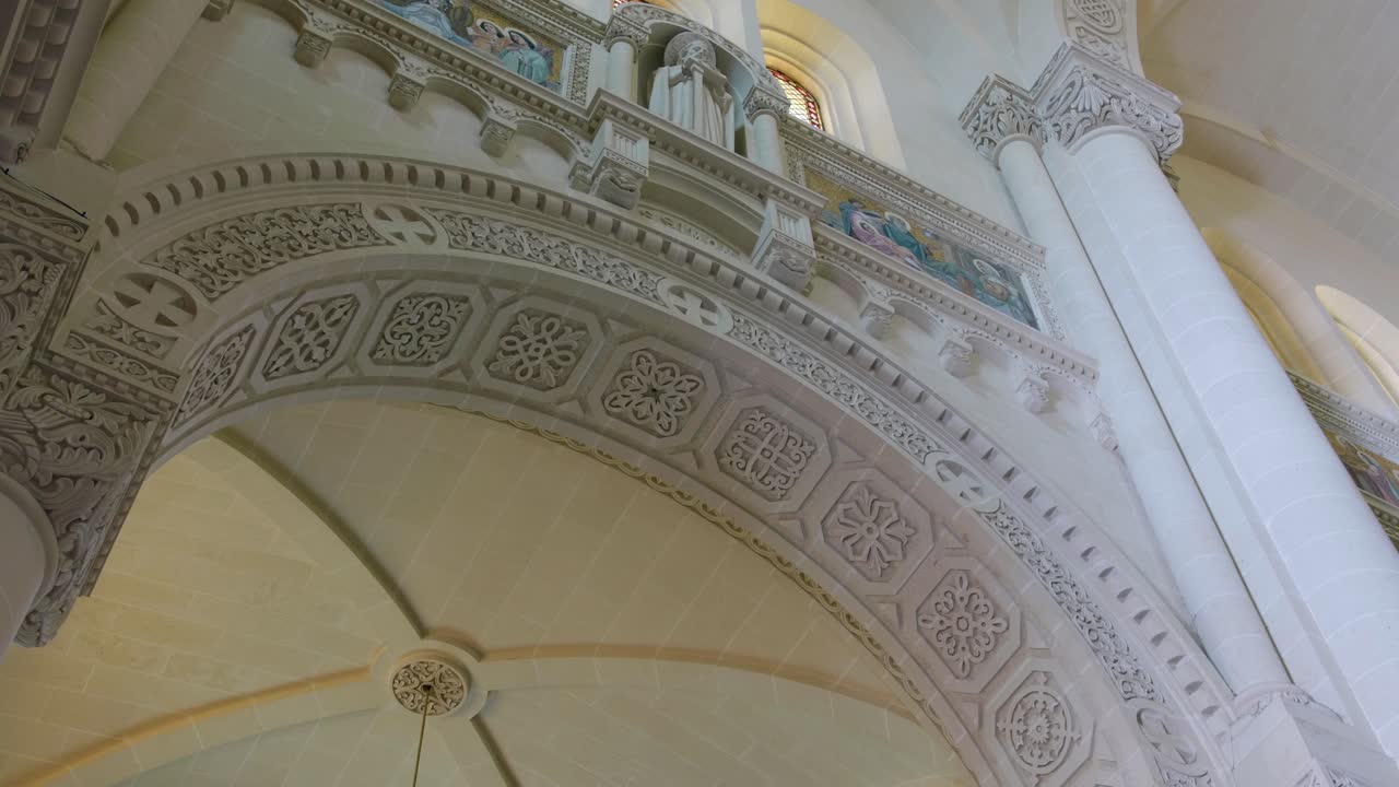 Interior architecture (arch) of the Ta Pinu Cathedral on the island of Gozo in Malta. Basilica of the Blessed Virgin Of Ta' Pinu.