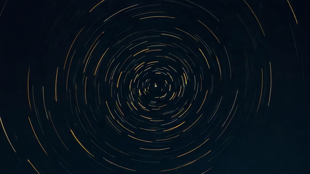 A mesmerizing time-lapse of star trails spiraling in a captivating circular motion against a deep night sky, showcasing the passage of time and celestial beauty