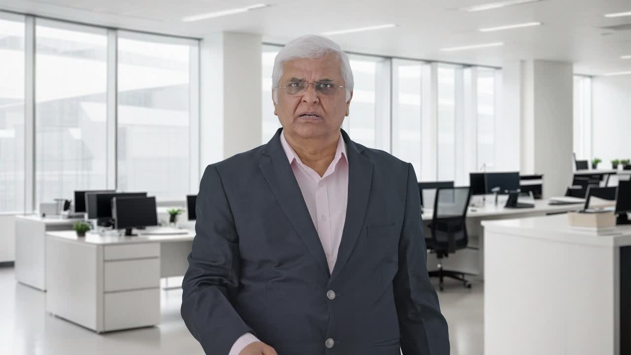 el gerente senior indio enojado gritando a alguien