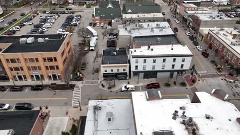 downtown northville, michigan with drone video moving sideways