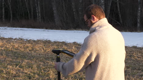 surveyor man mapping positions and field coordinates with gps equipment