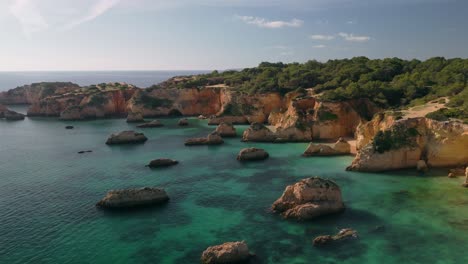 Stunning-Nature-Landscape-Of-Sea-Cliffs-On-Turquoise-Beach-In-Portugal