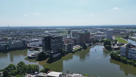 some of the iconic buildings across the city of düsseldorf, germany