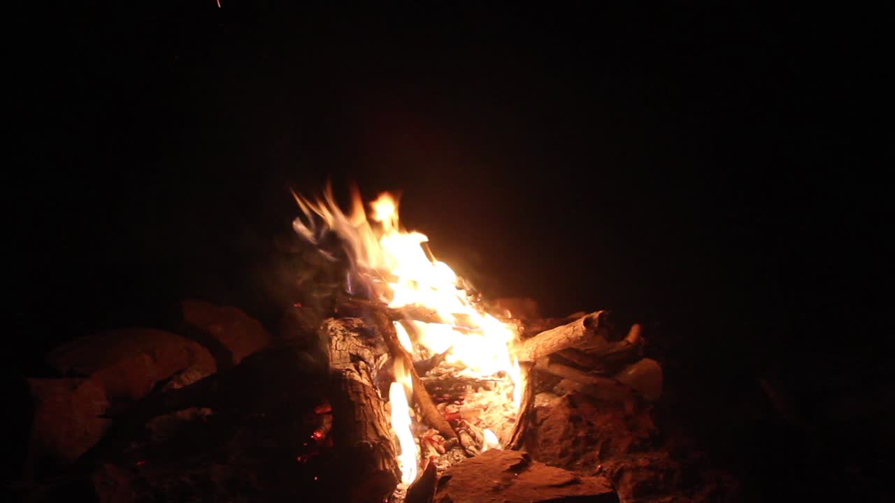 fogata nocturna pacífica en el bosque video de stock i fogata cerca de un campamento en el bosque video de stock