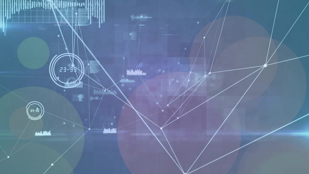 Animated video showcases global digital network connections and security interface.