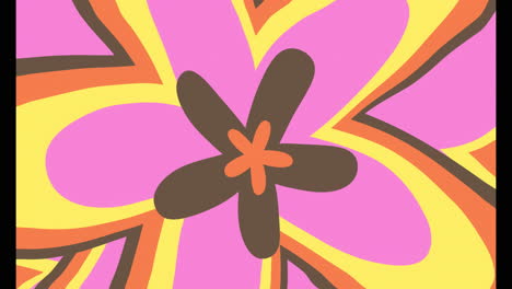 animation of colourful flowers on pink background