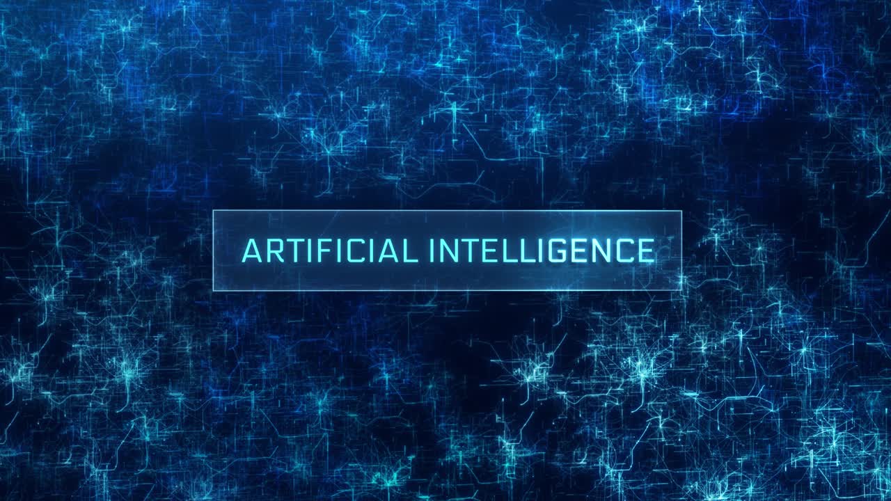 Künstliche Intelligenz-Konzept über einem verpixelten neuronalen Netzwerk-Hintergrund. KI-Konzept über abstrakten Computernetzwerken
