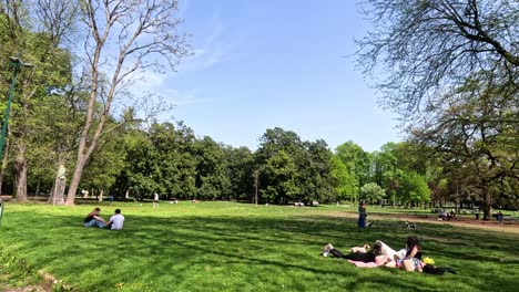 people enjoying a sunny day in milan park