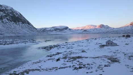 aerial view of a snow-covered fjord in norway