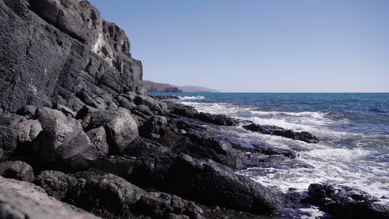 Ocean view with rock on Fuerteventura Canary Islands