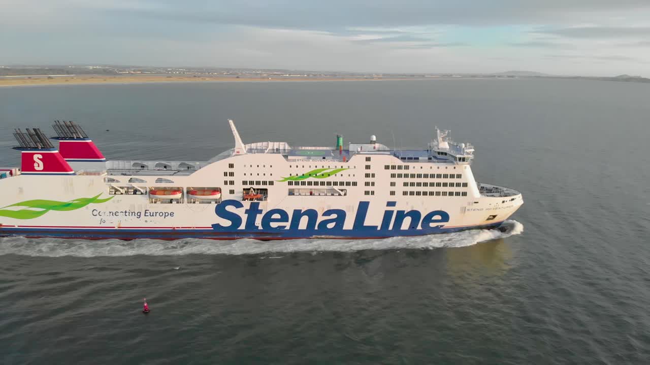 Drone shot of Cruise ship sailing.