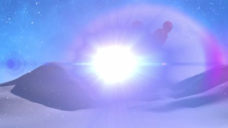 animación de puntos blancos y bandera de la unión europea sobre un fondo rotativo azul y rosa