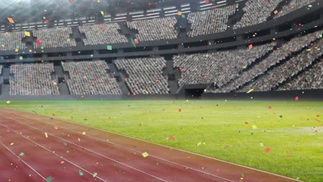 animación de confeti cayendo sobre el estadio deportivo