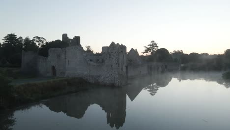 misty morning at an ancient castle ruins