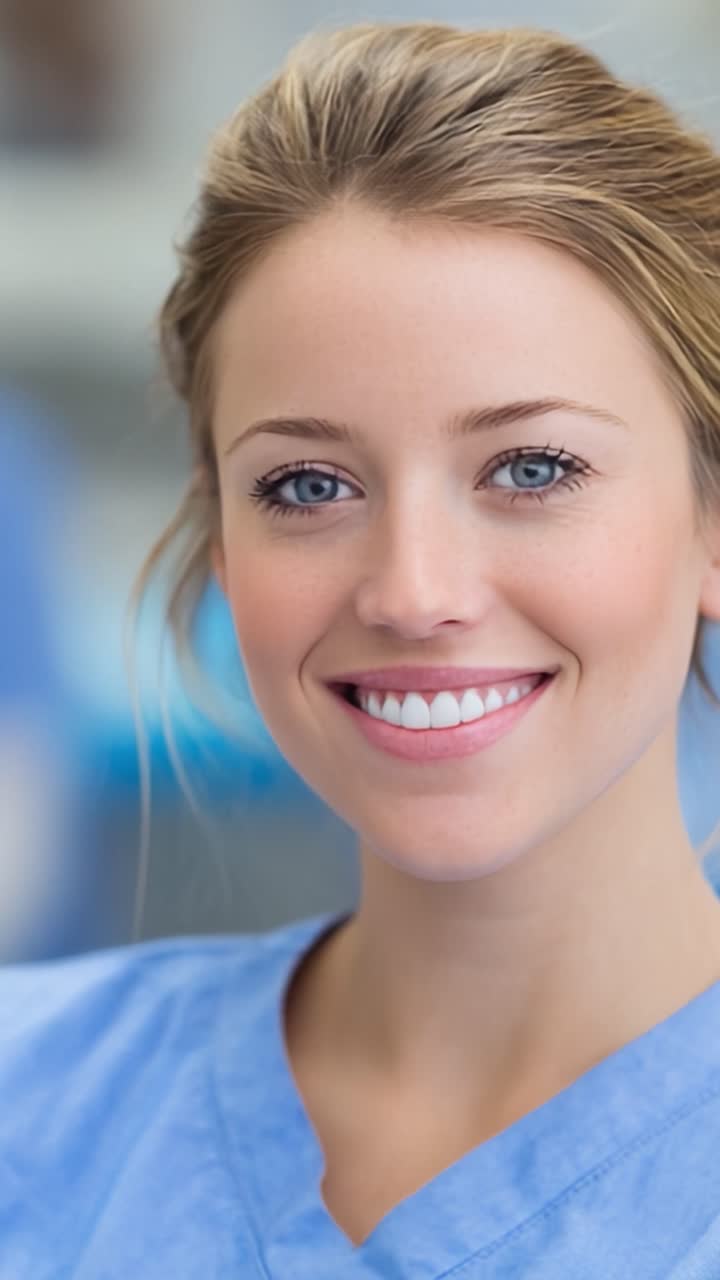 Sorriso radioso: un professionista sanitario allegro immortalato in due scatti che mostra la dedizione e la compassione del settore medico