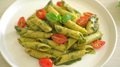 penne-pasta-with-pesto-sauce-and-tomatoes---vegan-and-vegetarian-food-style