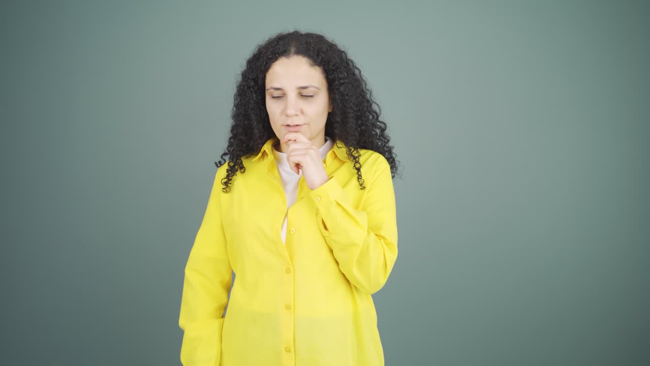 Hesitant young woman.