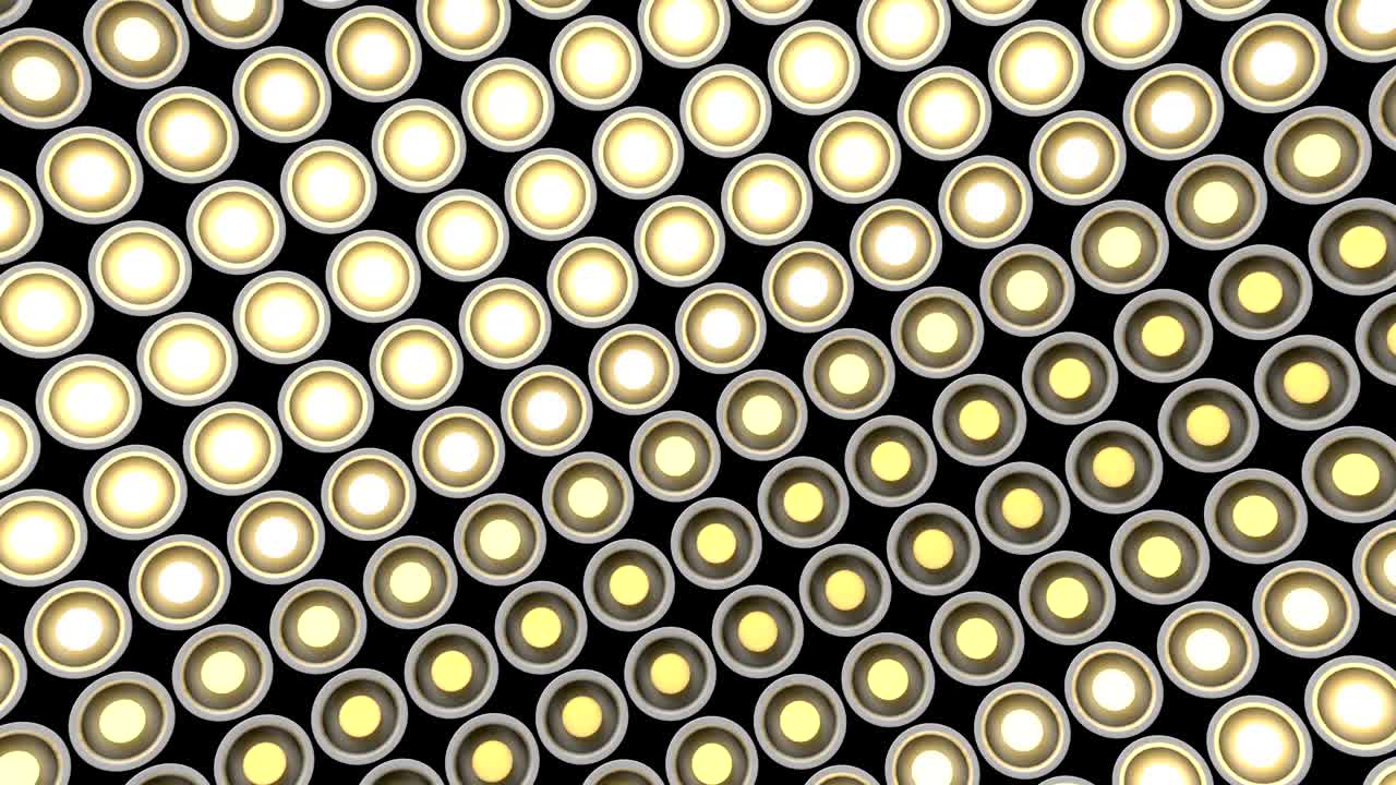 luces parpadeantes bombillas de pared patrón de rotación horizontal etapa de fondo blanco bucle vj